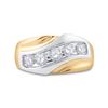 Image 2 : 1 CTW Mens Round Diamond 5-Stone Ring 14kt Yellow Gold - REF-149M9A