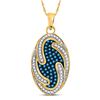 Image 1 : 1/2 CTW Round Blue Color Enhanced Diamond Oval Wave Pendant 10kt Yellow Gold - REF-21F5M