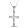 Image 1 : 1/5 CTW Round Diamond Milgrain Cross Faith Pendant 14kt White Gold - REF-16W8F