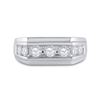 Image 2 : 1 CTW Mens Round Diamond Flat Top Ring 10kt White Gold - REF-71F9M