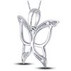 Image 2 : 0.03 CTW Round Diamond Butterfly Bug Wings Pendant 10kt White Gold - REF-4A2N