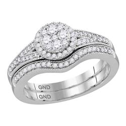 1/2 CTW Round Diamond Cluster Bridal Wedding Engagement Ring 10kt White Gold - REF-54R3H