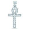 Image 1 : 1 CTW Mens Round Diamond Ankh Cross Charm Pendant 10kt White Gold - REF-60M3A