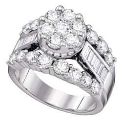 3 CTW Round Diamond Cluster Bridal Wedding Engagement Ring 14kt White Gold - REF-264M3A