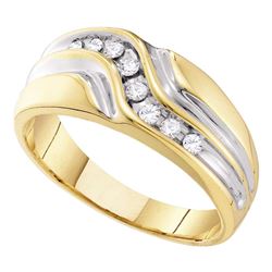 1/4 CTW Mens Round Diamond Wedding Ring 10kt Yellow Gold - REF-27N5Y