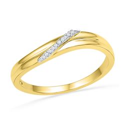 0.03 CTW Round Diamond Simple Single Row Ring 10kt Yellow Gold - REF-9F3M