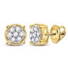 Image 1 : 1/6 CTW Round Diamond Flower Cluster Earrings 10kt Yellow Gold - REF-11H9W