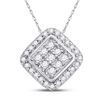 Image 1 : 1/4 CTW Round Diamond Diagonal Square Frame Cluster Pendant 10kt White Gold - REF-14T4K