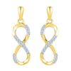 Image 1 : 1/10 CTW Round Diamond Infinity Dangle Screwback Earrings 10kt Yellow Gold - REF-14N4Y