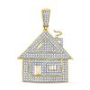 Image 1 : 3/4 CTW Mens Round Diamond Trap House Charm Pendant 10kt Yellow Gold - REF-54N3Y