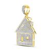 Image 2 : 3/4 CTW Mens Round Diamond Trap House Charm Pendant 10kt Yellow Gold - REF-54N3Y