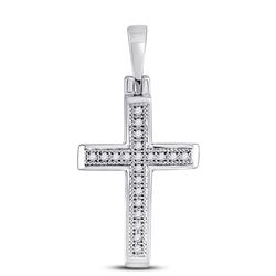 1/20 CTW Round Diamond Cross Pendant 10kt White Gold - REF-7T5K