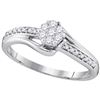 Image 1 : 1/5 CTW Round Diamond Cluster Ring 10kt White Gold - REF-19A2N