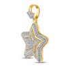 Image 2 : 1 & 3/4 CTW Mens Round Diamond Concentric Star Charm Pendant 10kt Yellow Gold - REF-92A3N
