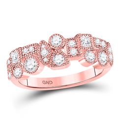 5/8 CTW Round Diamond Modern Gemometric Ring 10kt Rose Gold - REF-47H9W