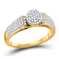 1/4 CTW Round Diamond Cradled Cluster Bridal Ring 10kt Yellow Gold - REF-18R3H