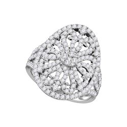 1 CTW Round Diamond Cluster Bridal Wedding Engagement Ring 14kt White Gold - REF-96N3Y