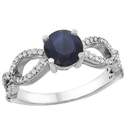 1.30 CTW Blue Sapphire & Diamond Ring 10K White Gold - REF-106A5X