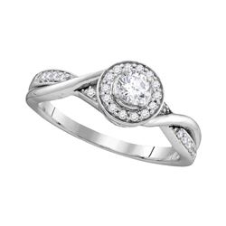 1/3 CTW Round Diamond Solitaire Twist Bridal Wedding Engagement Ring 10kt White Gold - REF-38H4W