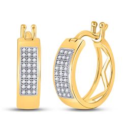 1/6 CTW Round Diamond Triple Row Hoop Earrings 10kt Yellow Gold - REF-18H3W