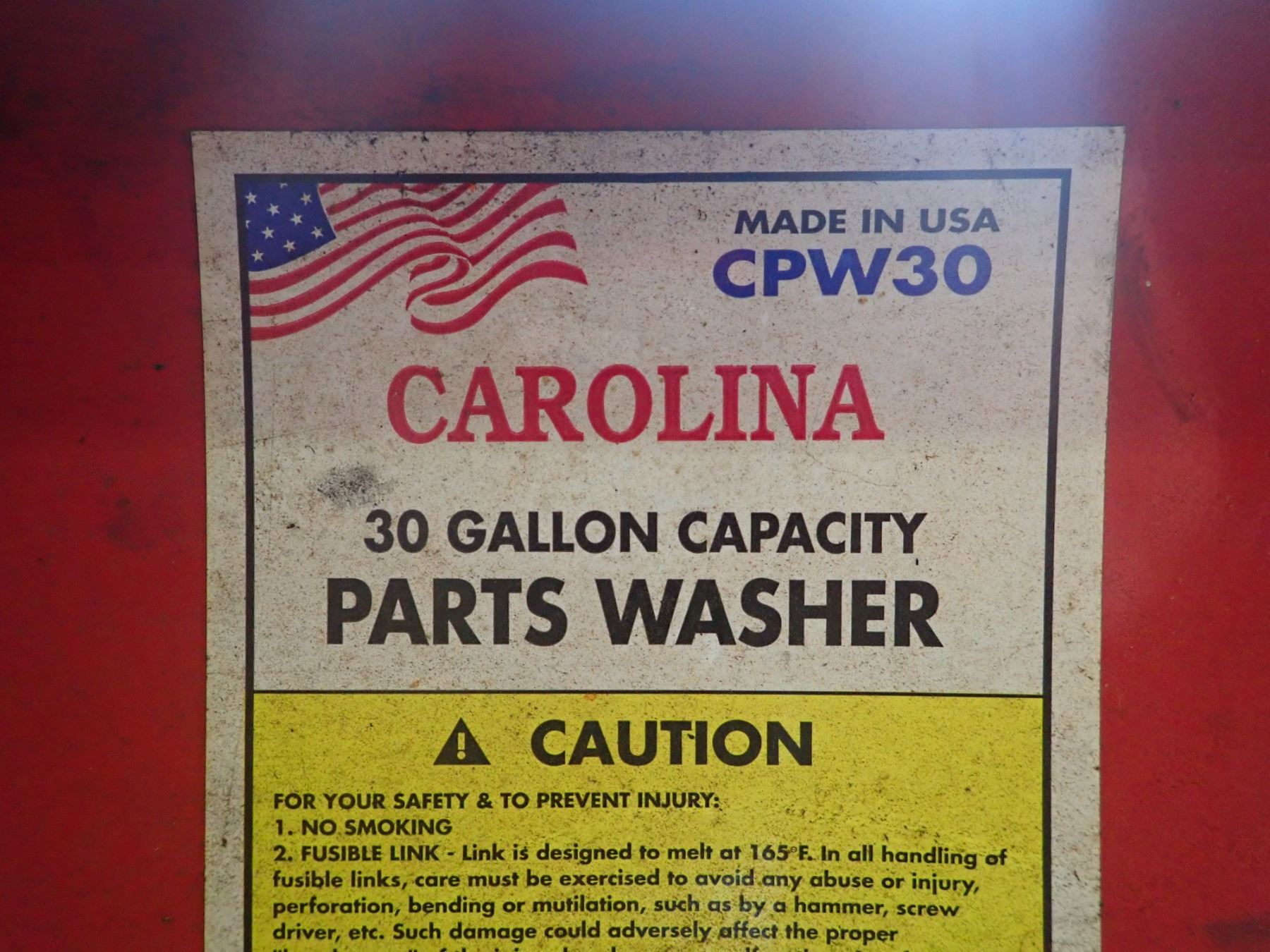 Carolina 30 Gallon Capacity Parts Washer, M/N CPW30