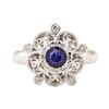 Image 2 : 0.88 ctw Blue Sapphire And Diamond Ring - 14KT White Gold