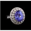 Image 1 : 9.23 ctw Tanzanite and Diamond Ring - 14KT White Gold