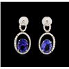 Image 1 : 3.58 ctw Tanzanite and Diamond Earrings - 14KT White Gold