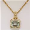 Image 3 : 14K Yellow Gold 3.77 ctw VS Diamond Green Amethyst Pendant w/ 20" Curb Chain