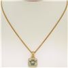 Image 5 : 14K Yellow Gold 3.77 ctw VS Diamond Green Amethyst Pendant w/ 20" Curb Chain