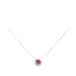 1.30 ctw Lab Created Ruby and Diamond Pendant with Chain - Silver and 14KT White