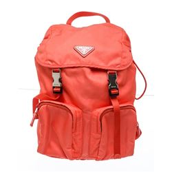 Prada Coral Nylon Buckle Backpack