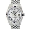 Image 2 : Rolex Mens Stainless Steel Silver MOP Roman 36MM Diamond & Sapphire Datejust Wri