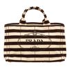 Image 1 : Prada Black White Canvas Medium Canapa Shopping Tote Bag