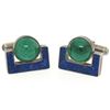 Image 1 : Sterling Silver Malachite & Lapis Swivel Cuff Links