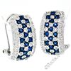 Image 3 : 14kt White Gold 2.32 ctw Sapphire and Diamond Checkerboard Cuff Earrings