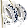 Image 4 : 14kt White Gold 2.32 ctw Sapphire and Diamond Checkerboard Cuff Earrings