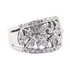 Image 1 : 1.38 ctw Diamond Wide Band Floral Ring - 14KT White Gold