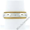 Image 4 : Men's 18kt White and Yellow Gold 5.5mm Milgrain Edged Band Ring