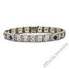 Image 1 : Art Deco Etched 14kt White Gold Diamond and Sapphire Filigree Line Bracelet