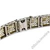Image 7 : Art Deco Etched 14kt White Gold Diamond and Sapphire Filigree Line Bracelet