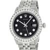Image 2 : Rolex Mens Stainless Steel Black Jubilee 3 ctw Diamond Datejust Wristwatch