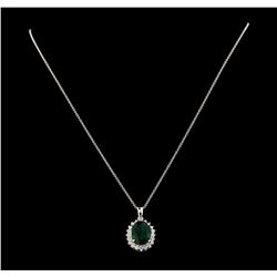 5.01 ctw Emerald and Diamond Pendant With Chain - 14KT White Gold