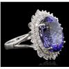 Image 2 : 14KT White Gold 11.01 ctw GIA Certified Tanzanite and Diamond Ring