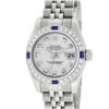Image 2 : Rolex Ladies Stainless Steel Quickset Mother Of Pearl Diamond & Sapphire Datejus