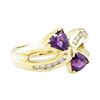 Image 1 : 0.75 ctw Amethyst and Diamond Ring - 14KT Yellow Gold