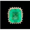 Image 2 : 9.93 ctw Emerald and Diamond Ring - 14KT Yellow Gold