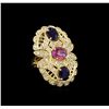 4.58 ctw Sapphire and Diamond Ring - 14KT Yellow Gold