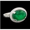 Image 1 : 5.95 ctw Emerald and Diamond Ring - 14KT White Gold