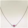 Image 4 : New 18kt White Gold 0.96 ctw GIA Pink Sapphire and Diamond Pendant Necklace